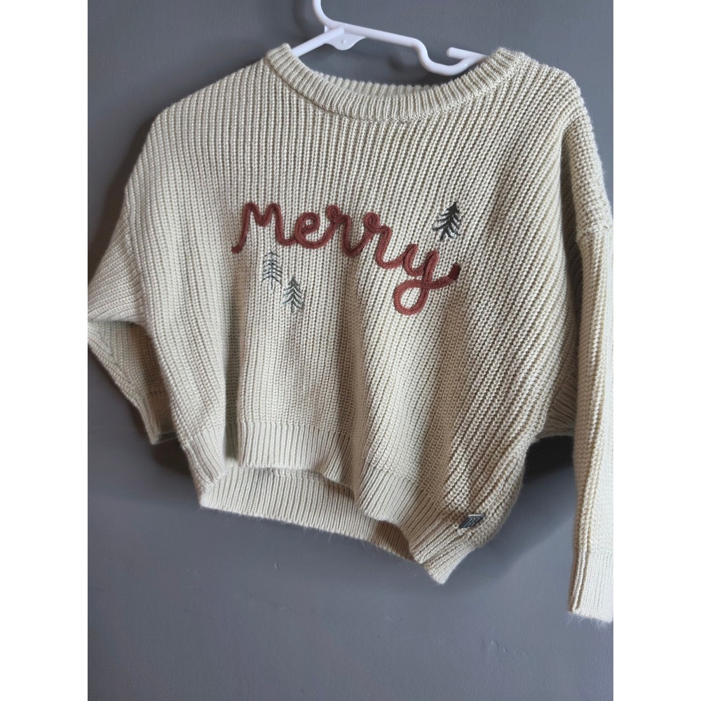 Modern Moments by Gerber Baby 12M Merry Christmas Tree Knit Sweater Cream